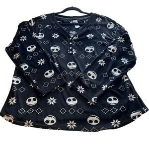Disney The Nightmare Before Christmas Women's Henley Velour Top 3X Sleepwear
